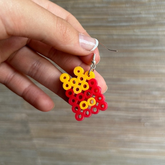 Handmade French Fry Perler Bead Earrings - Picture 2 of 4